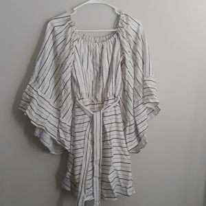 White and Black Striped Top